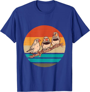 Zebra Finches Birds Retro Ornithologist Zebra Finch Bird T-Shirt - T-Shirt | Royal