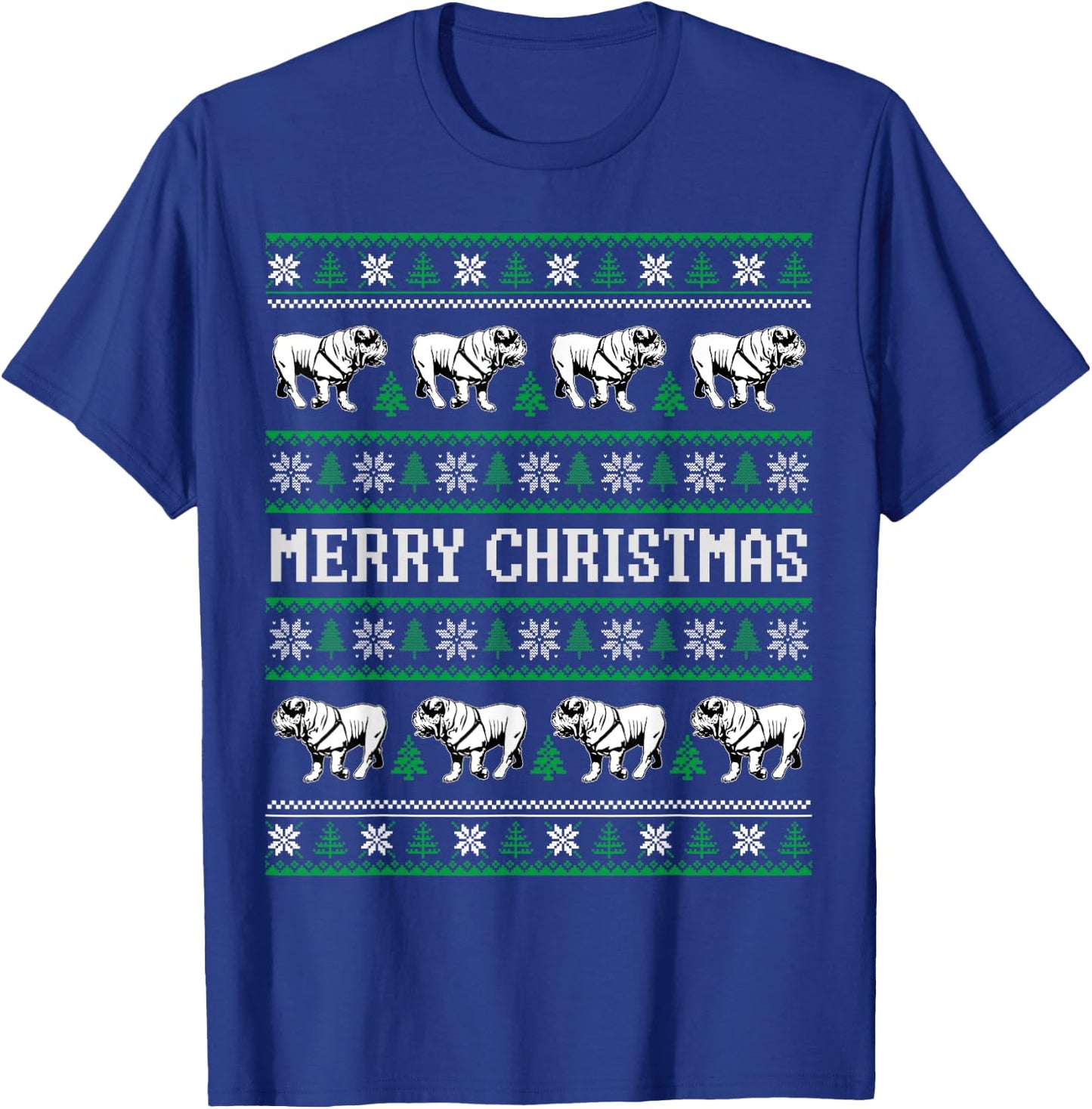 Ugly Sweater English Bulldog Dog Christmas Dog Lover Xmas Men Women Kids T-Shirt - T-Shirt | Royal