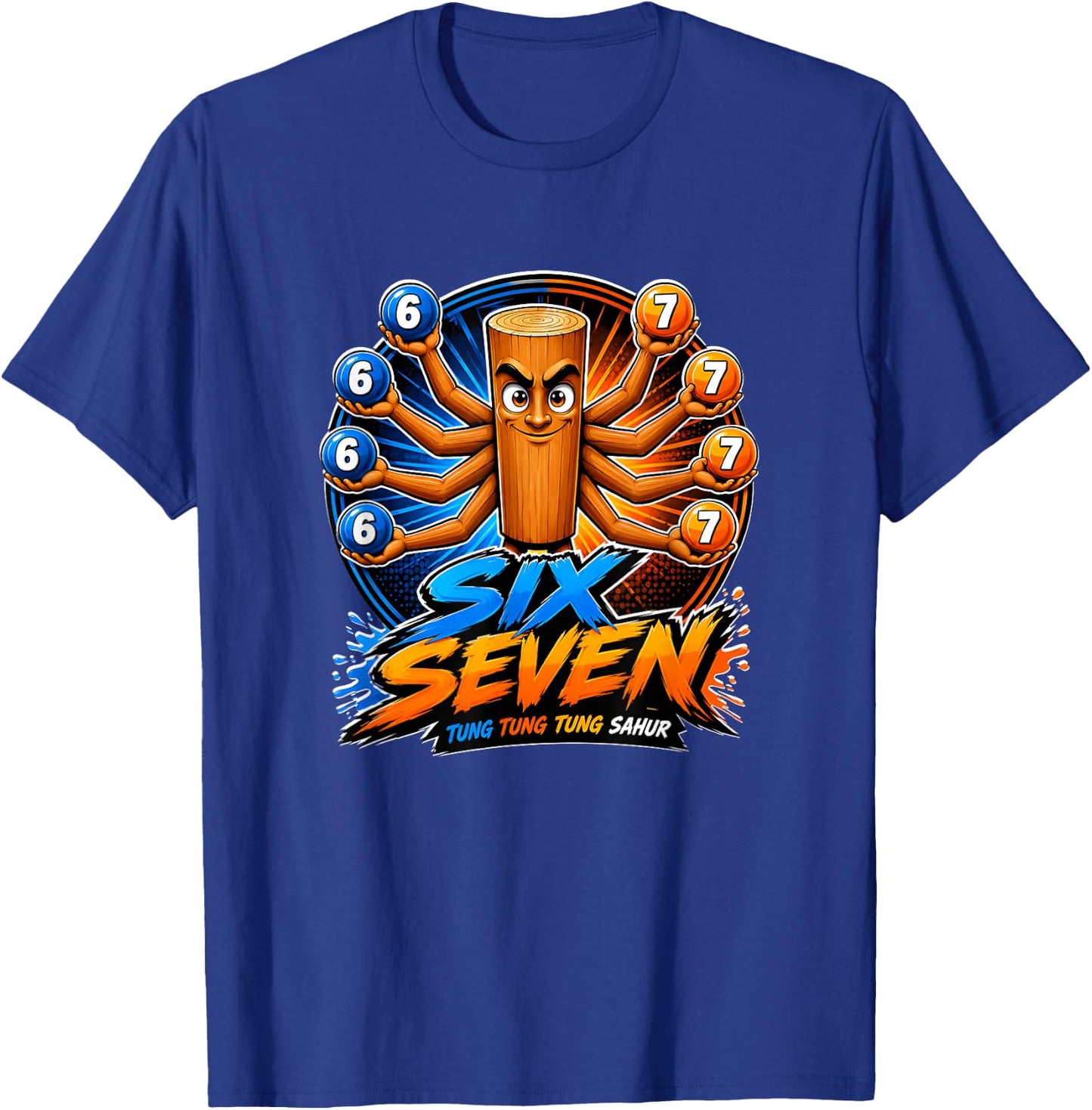 Six Seven Tung Tung Sahur Kids 67 Boys Youth 6-7 Meme Funny T-Shirt - T-Shirt | Royal