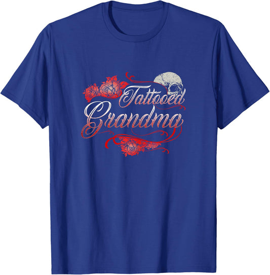Tattoo Grandma Shirt Cool Tattooed Awesome Inked Rose T T-Shirt - T-Shirt | Royal