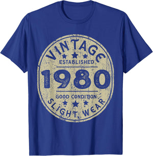 Vintage established 1980 43rd Birthday Party Retro Men T-Shirt - T-Shirt | Royal
