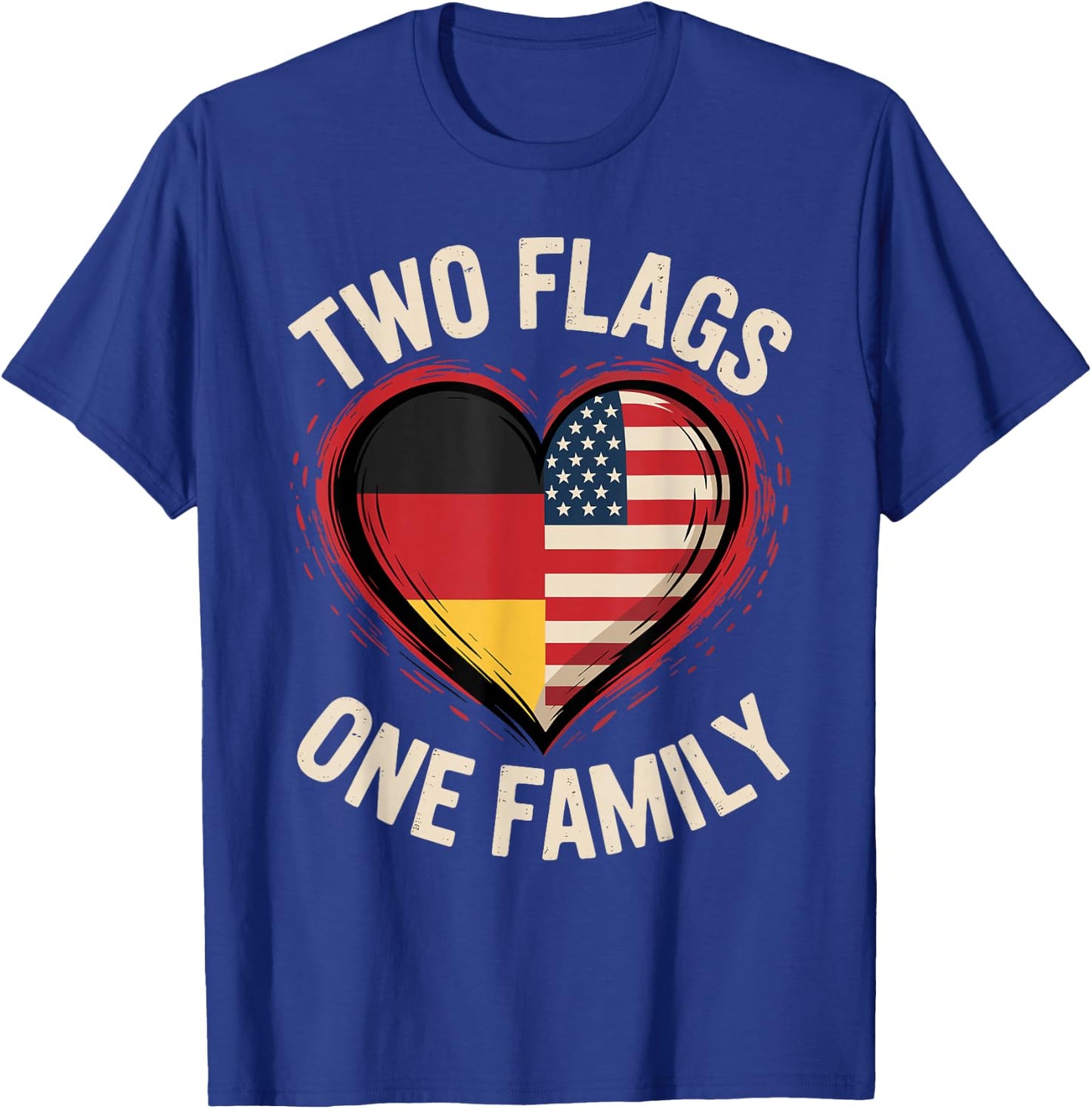 Two Flags One Family American German USA America Germany T-Shirt - T-Shirt | Royal