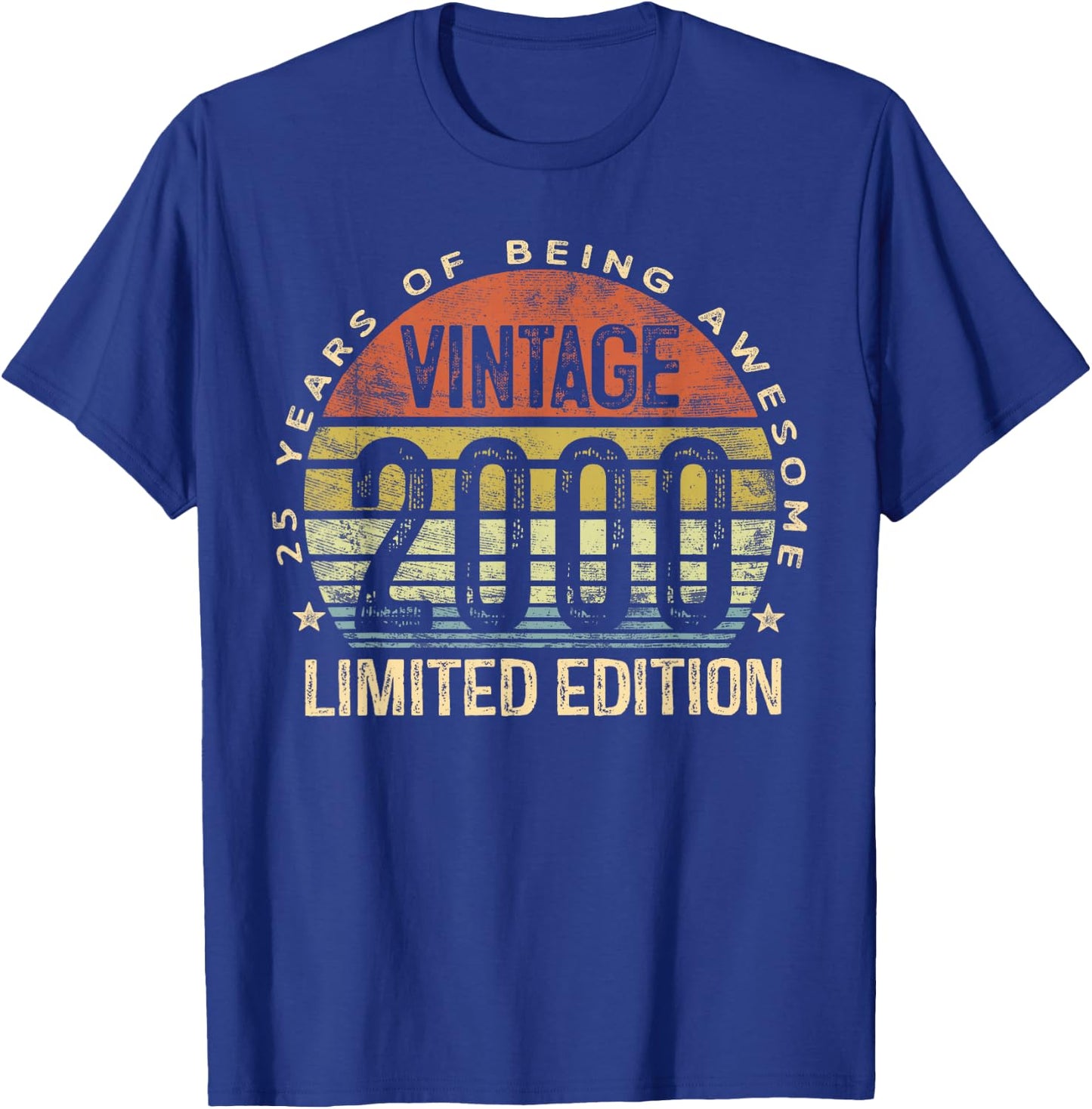 Vintage 2000 Limited Edition 25-Year-Old Gifts 25th Birthday T-Shirt - T-Shirt | Royal