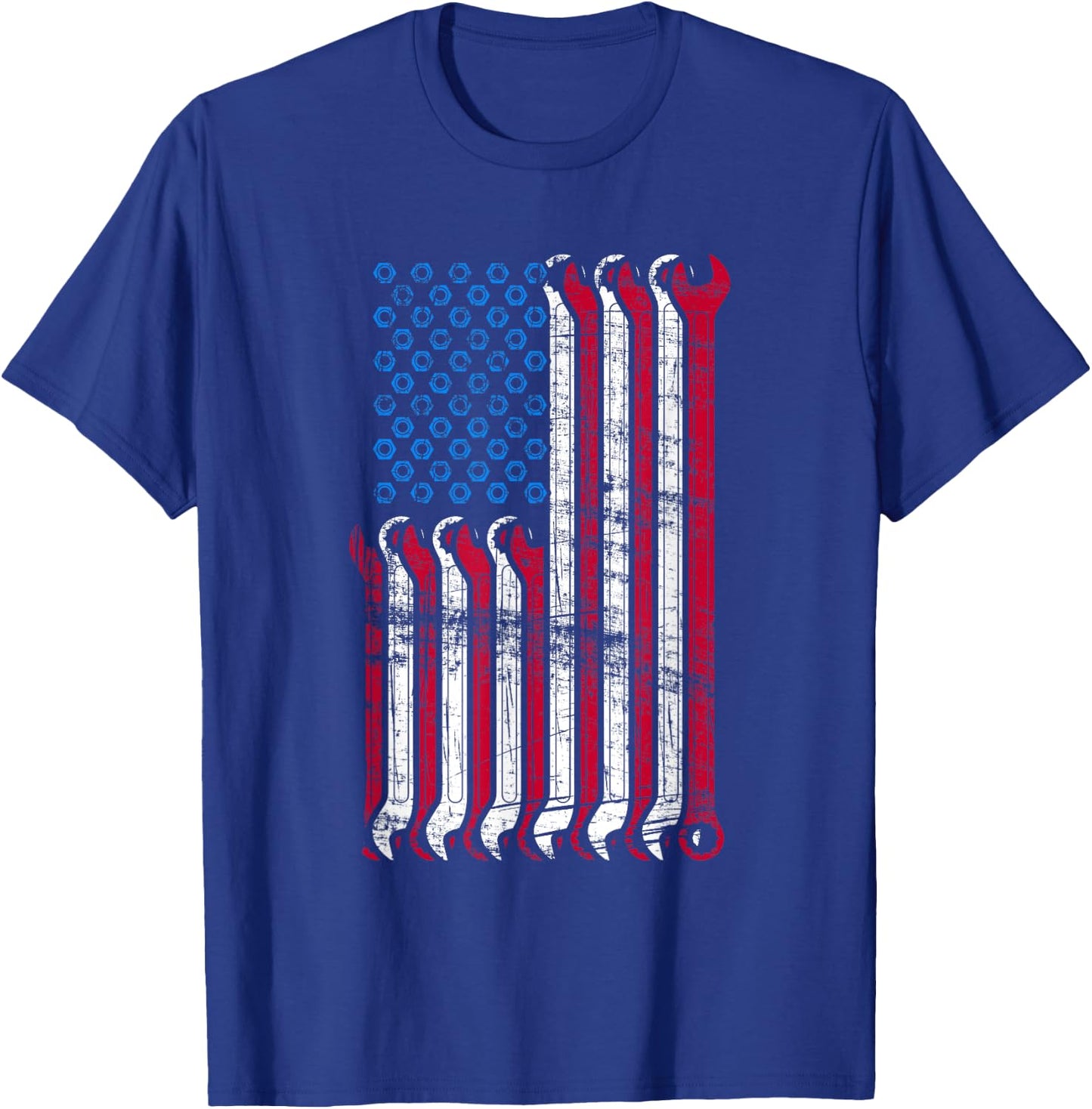 American Flag Mechanic Combination Wrenches Gift Girls Kids Men T-Shirt - T-Shirt | Royal