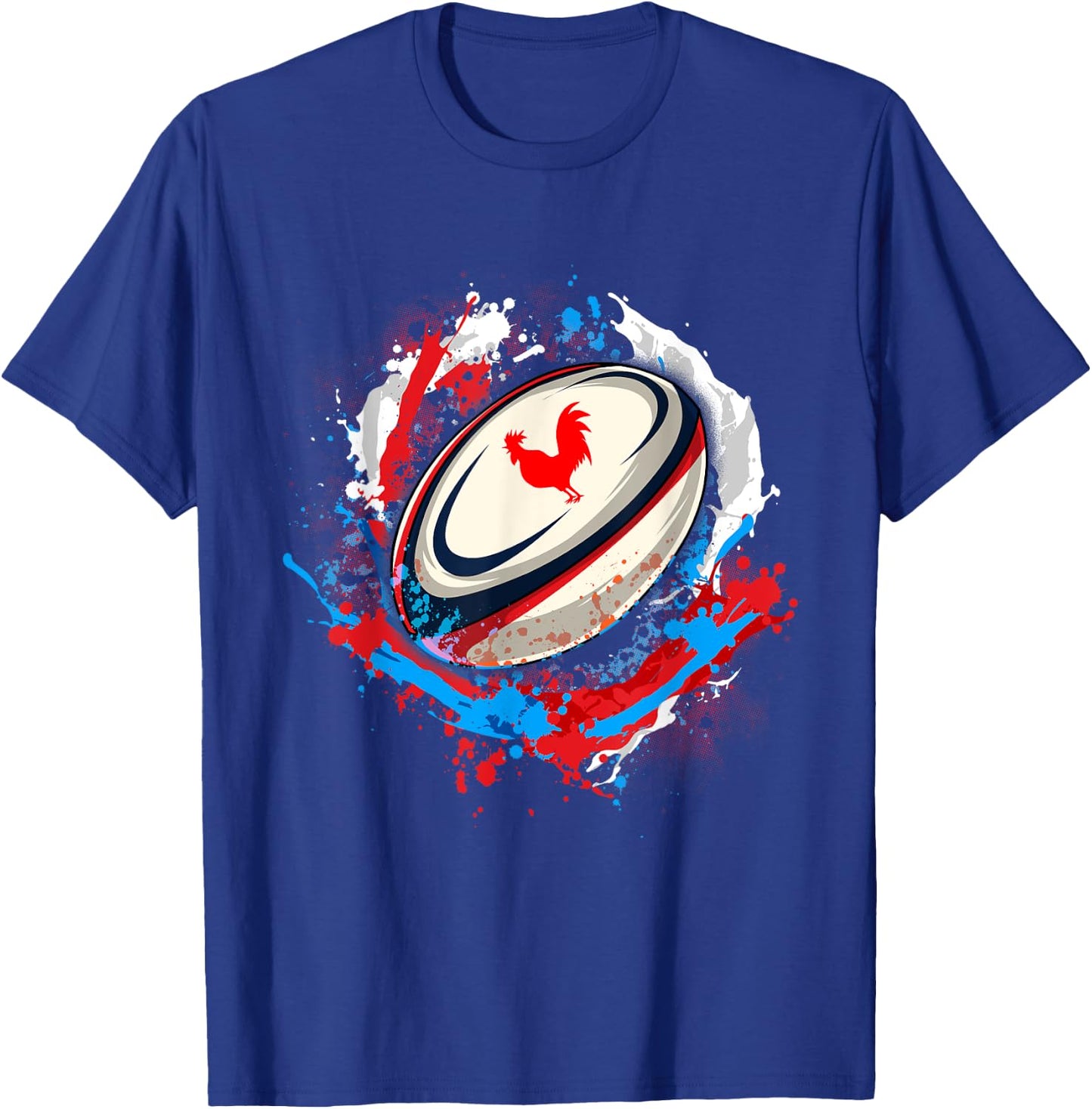 Rugby Shirt Player Child Man Flag Rooster Men Women , Black, S T-Shirt - T-Shirt | Royal