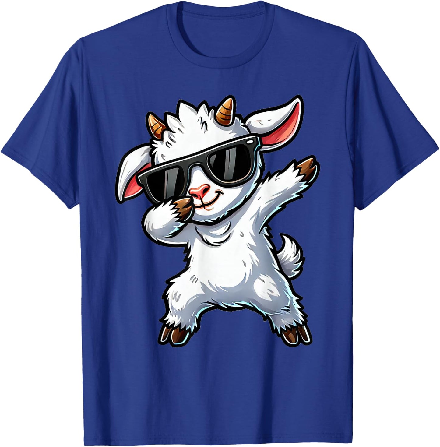Dabbing Cute Goat | Funny Goat on Dabben Gift Goat , black T-Shirt - T-Shirt | Royal