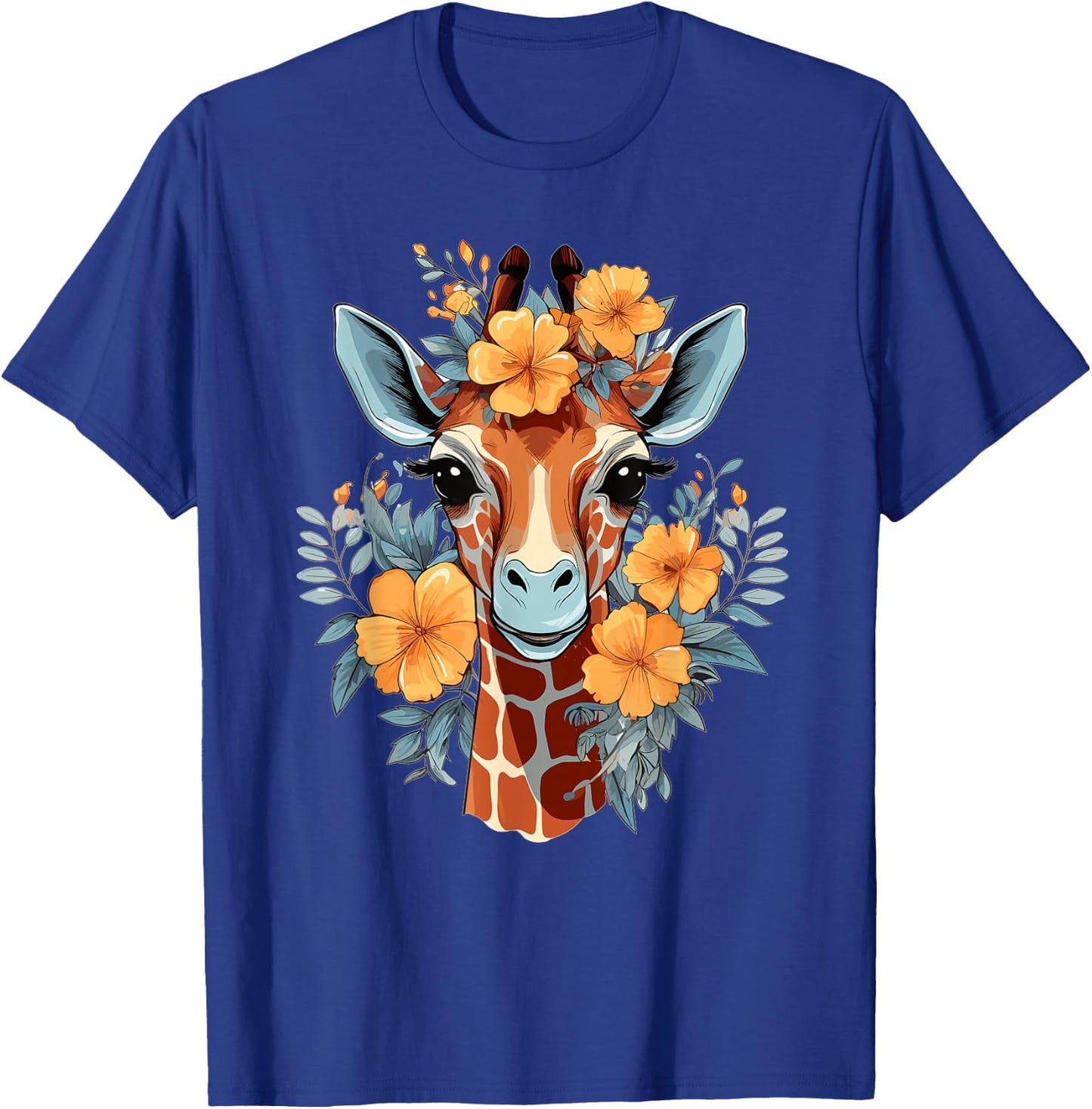 Colourful Giraffe with Flower I Giraffe T-Shirt - T-Shirt | Royal