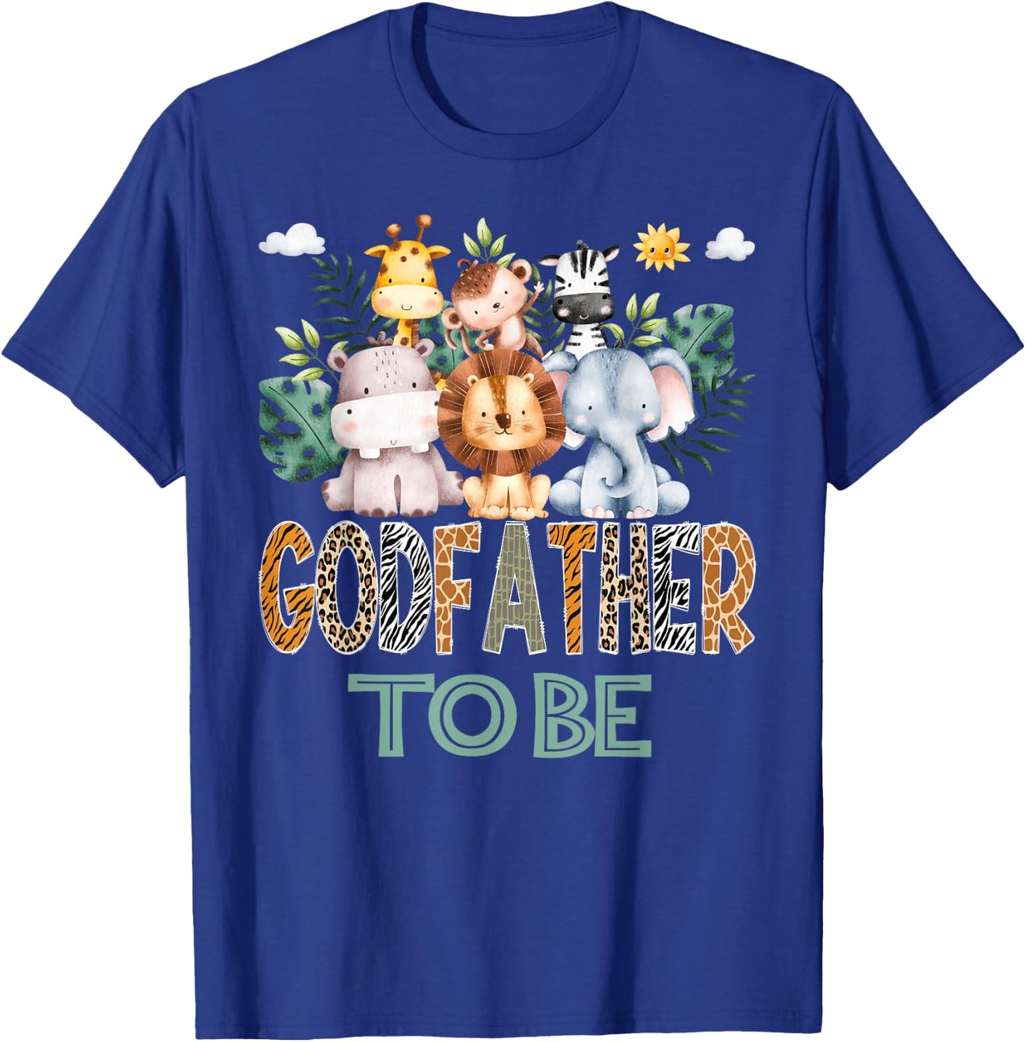 Soon To Be GodFather Jungle Animal Safari Gender Reveal T-Shirt - T-Shirt | Royal
