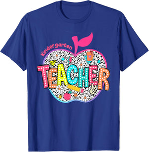 Kindergarten Teacher Retro Groovy Style Back To School T-Shirt - T-Shirt | Royal