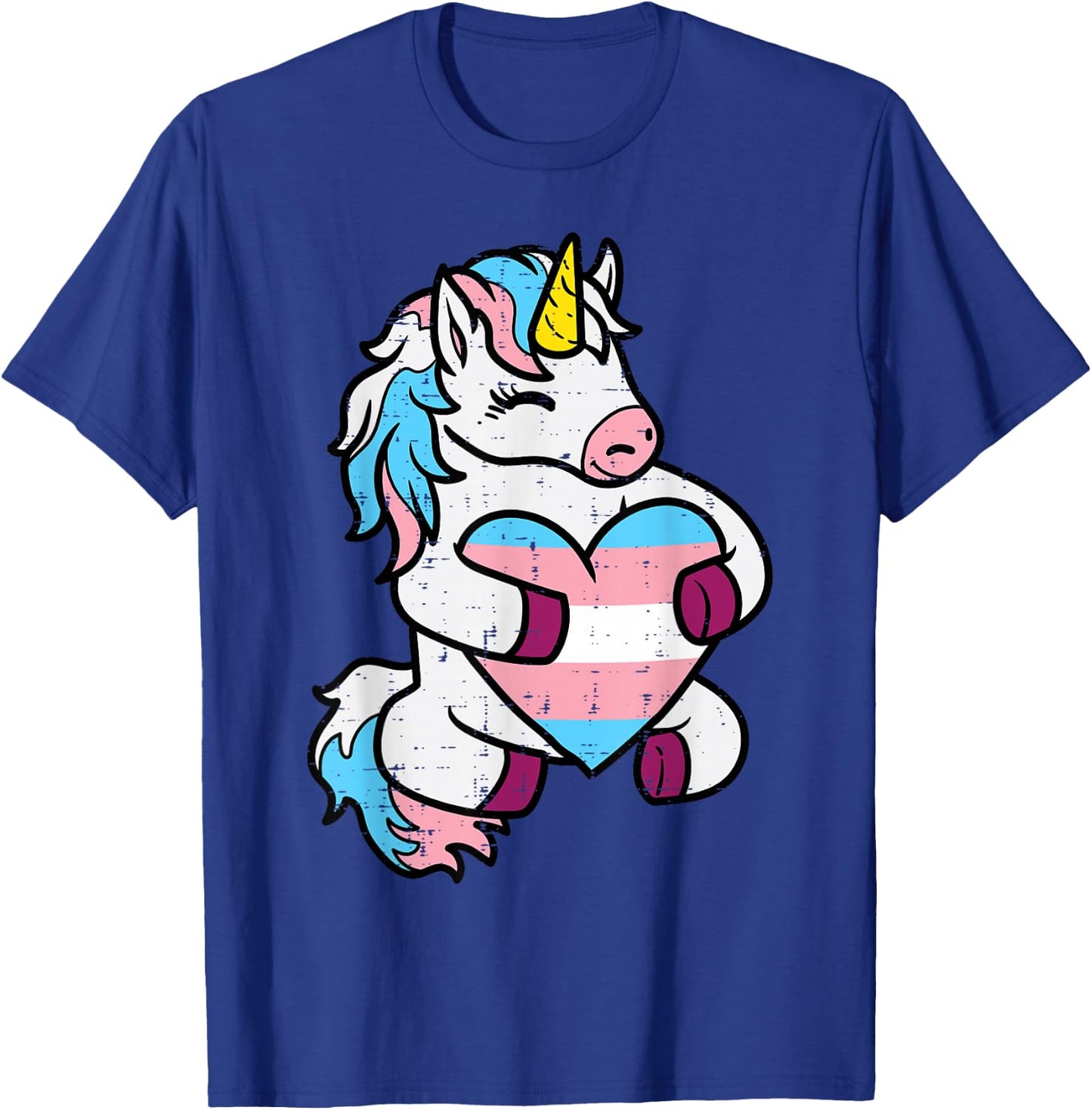 Trans Unicorn Heart Transgender Pride Flag Lgbt Women Girls T-Shirt - T-Shirt | Royal