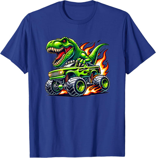 Monster Truck Dinosaur Birthday Party Monster Truck Boy T-Shirt - T-Shirt | Royal