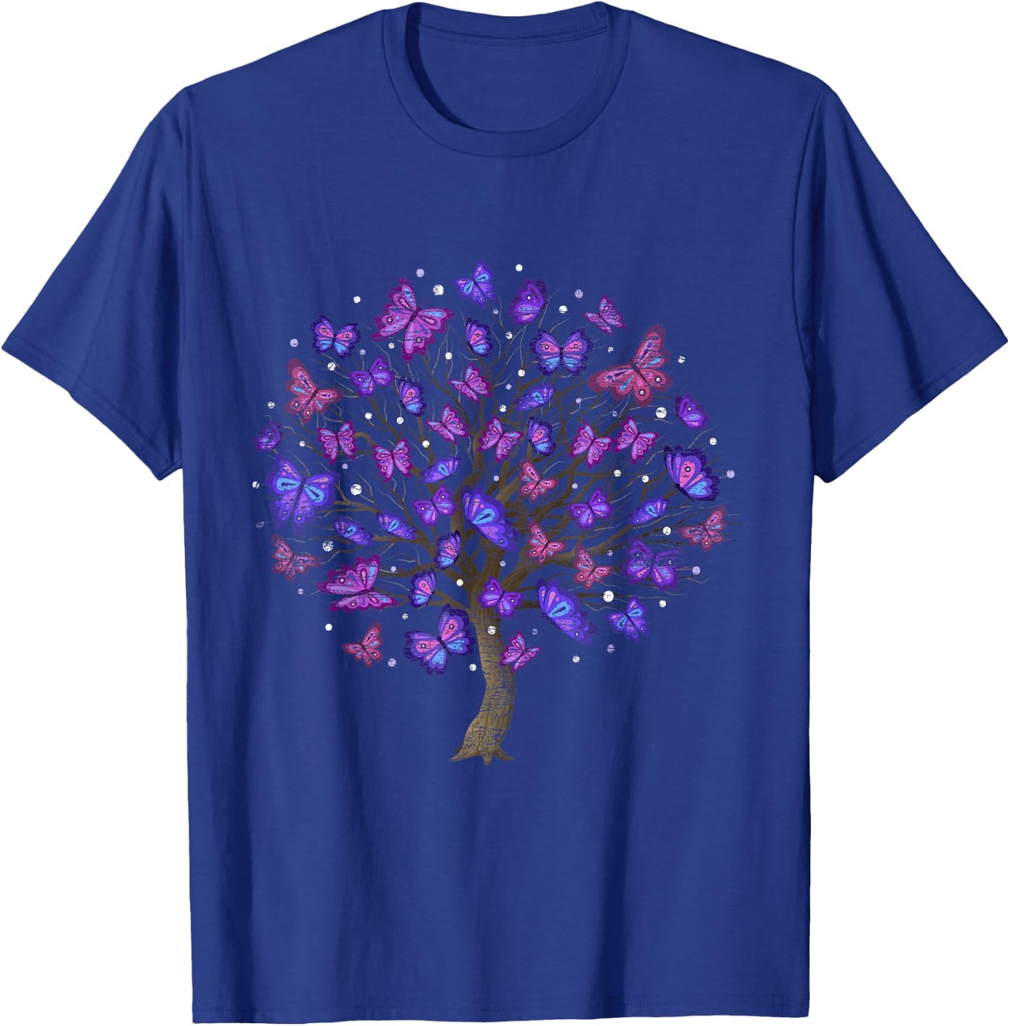 Animal Purple Butterflies Tree Nature Butterfly T-Shirt - T-Shirt | Royal