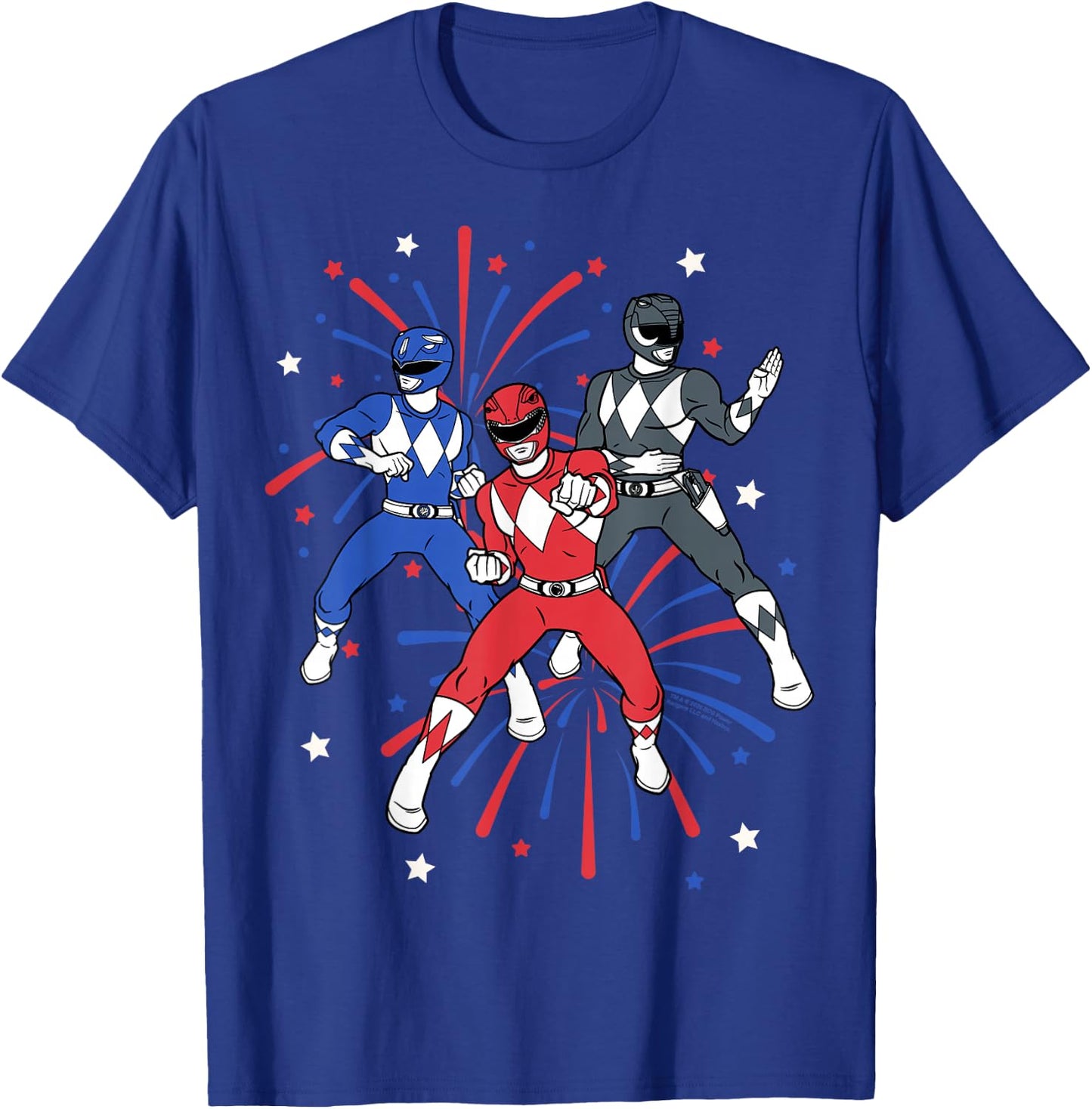 Power Rangers 4th of July Mighty Morphin Rangers Fireworks T-Shirt - T-Shirt | Royal