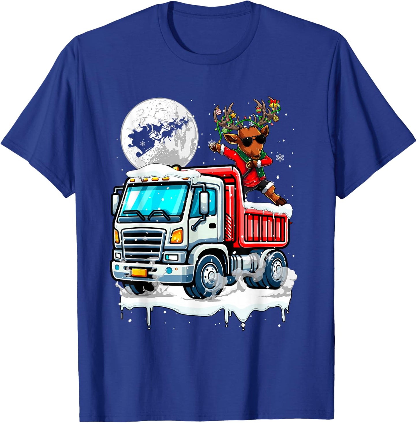 Dabbing Reindeer On Truck Christmas Driver Lover Kids T-Shirt - T-Shirt | Royal