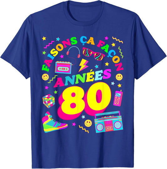 Party 80s Birthday Party 80s Retro Style , Black, S T-Shirt - T-Shirt | Royal
