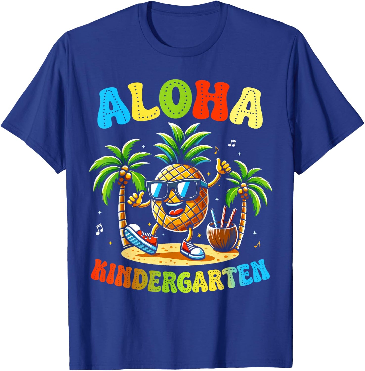 Funny Pinapple Beach Back To School Day Aloha Kindergarten T-Shirt - T-Shirt | Royal