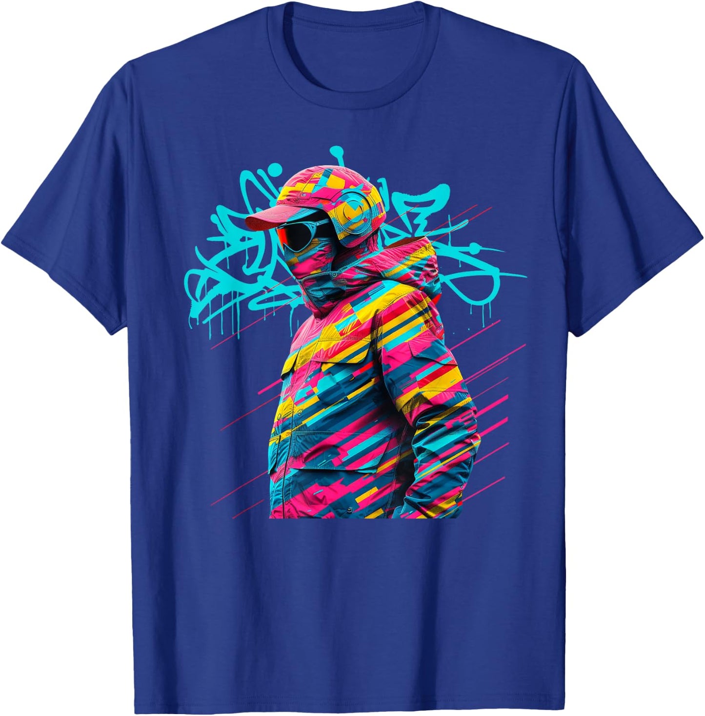 Vibrant Urban Street Art Graffiti Style Design T-Shirt - T-Shirt | Royal