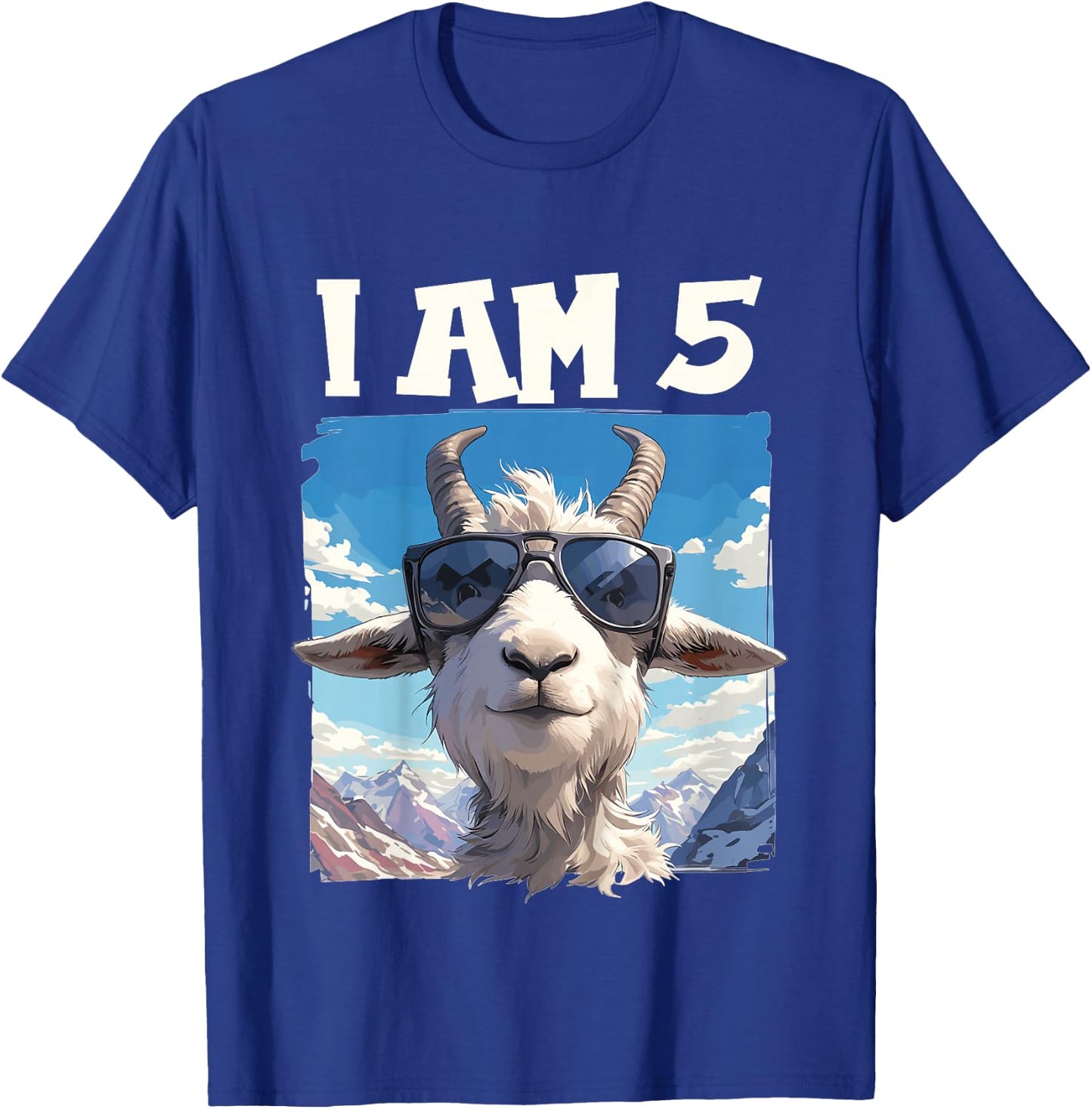 Kids 5 Years old 5 birthday Goats Boy Girl Goat T-Shirt - T-Shirt | Royal