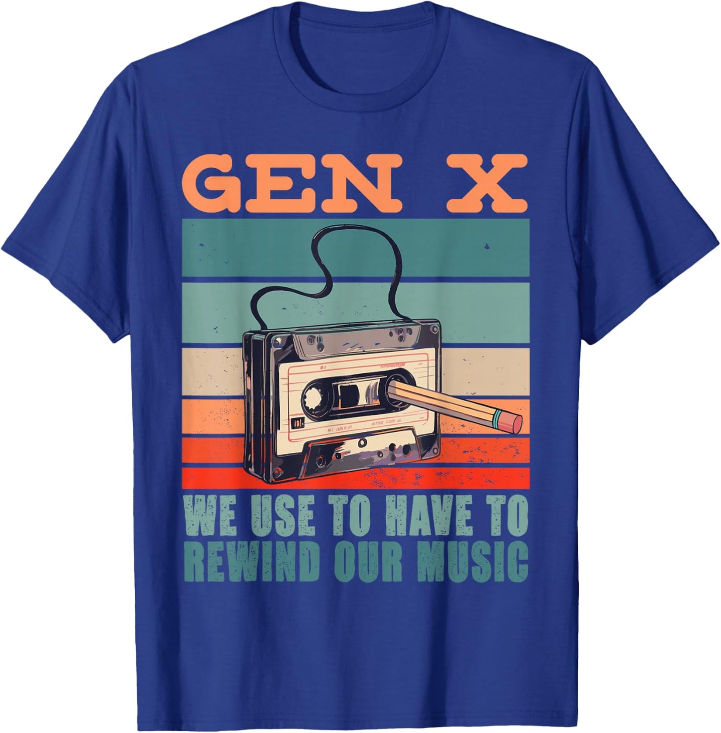 Gen X Cassette Tape Pencil Retro Music T-Shirt - T-Shirt | Royal