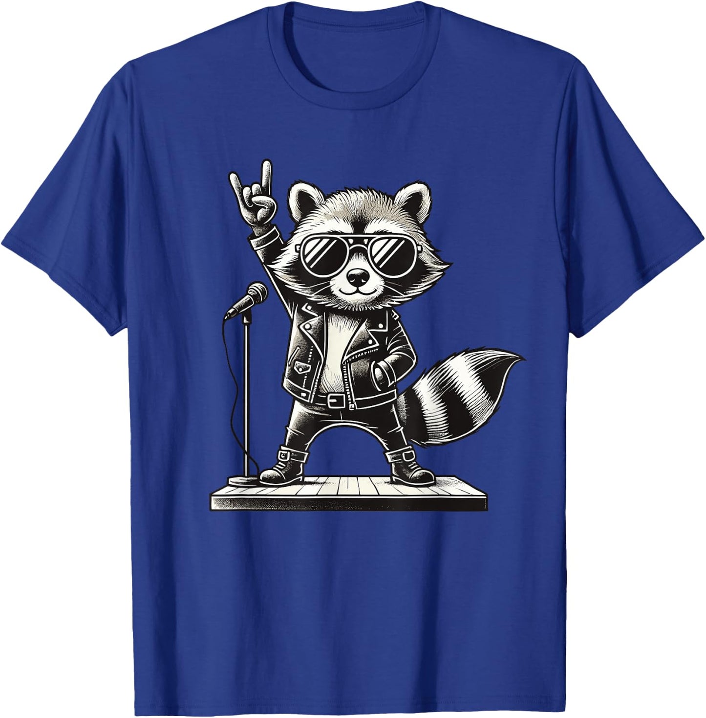 Rock Music & Rocker, Rock Hand, Kids & Boys, Funny Raccoon , Black, S T-Shirt - T-Shirt | Royal