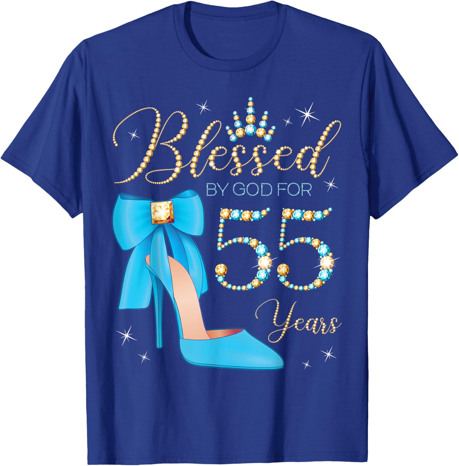 Blessed By God For 55 Years Old 55th Birthday Party Queen T-Shirt - T-Shirt | Royal