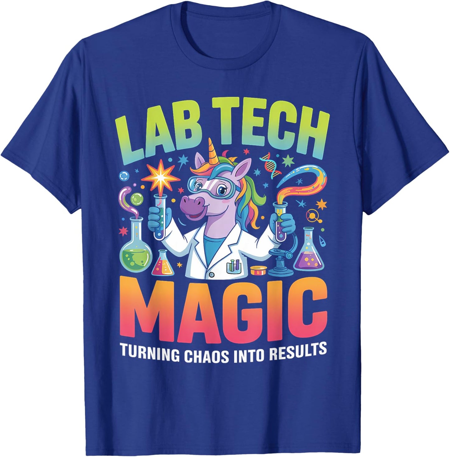 Funny Lab Technologist Unicorn Science Magic Clinical Tech T-Shirt - T-Shirt | Royal