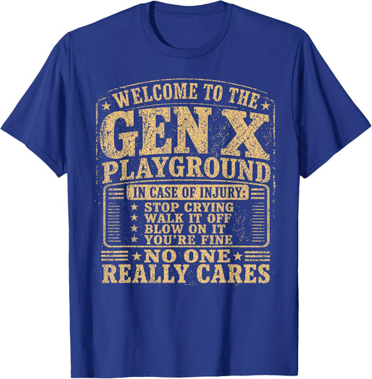 Welcome to The Gen X Playground Sarcastic 70s 80s Humor T-Shirt - T-Shirt | Royal