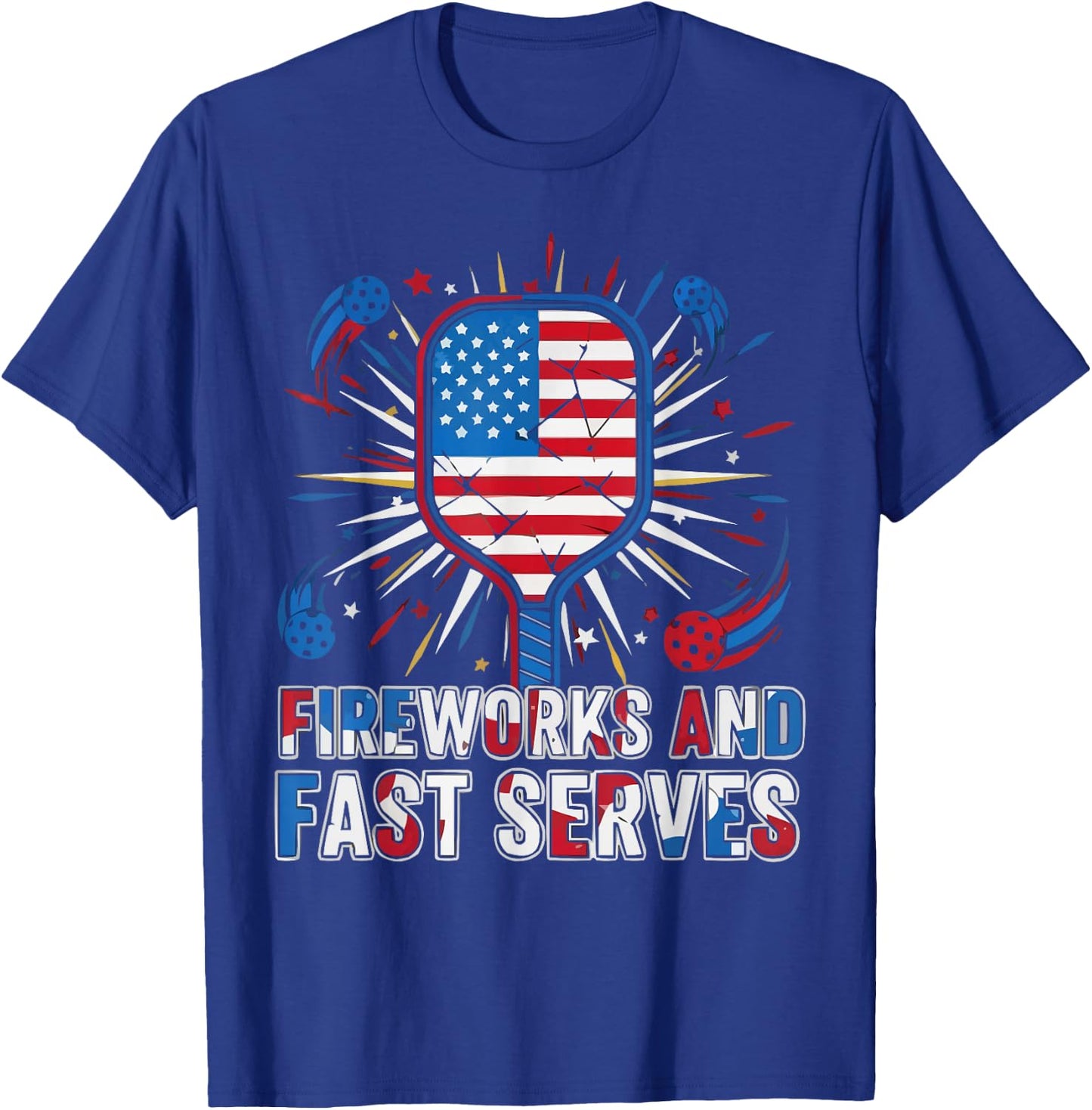 American Pickleball Player 4th of July Flag USA Paddle Sport T-Shirt - T-Shirt | Royal
