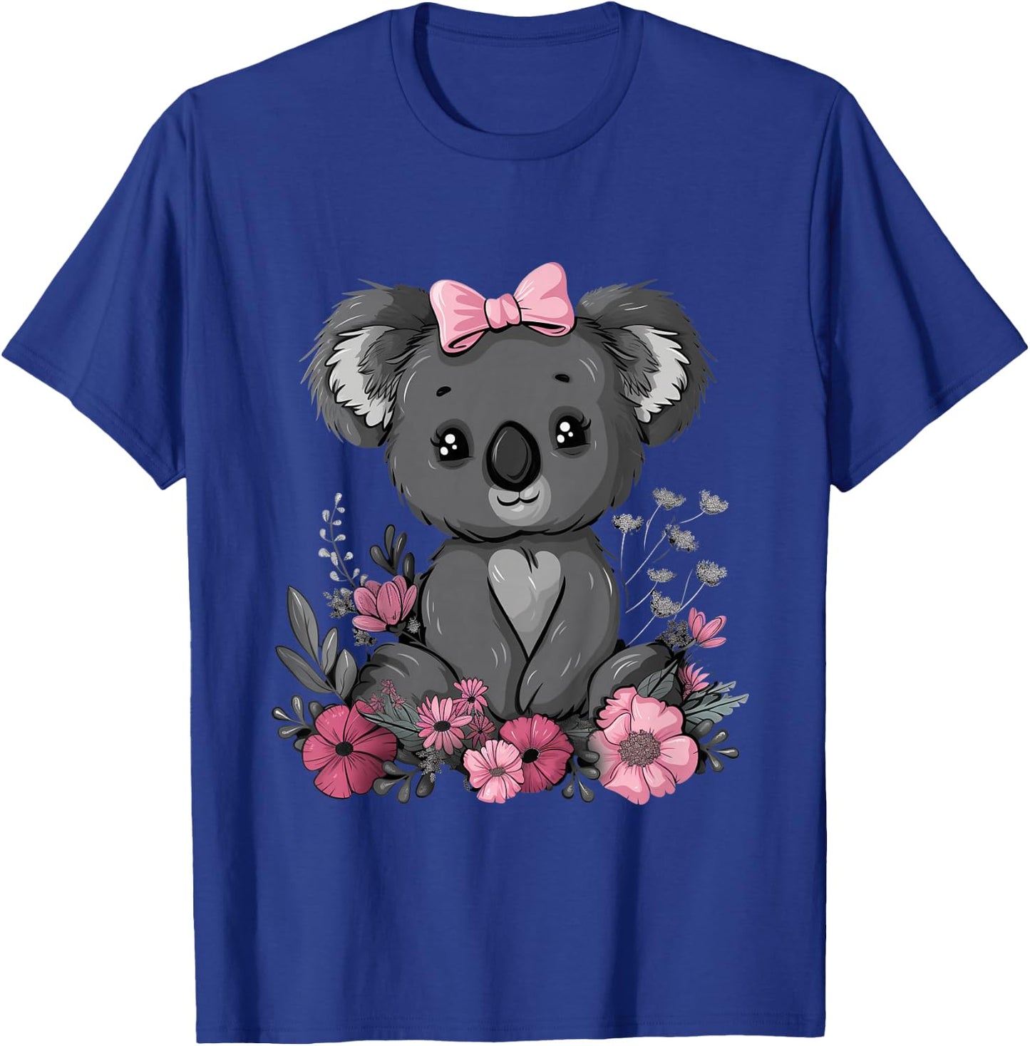 Koala Kawaii Koala Bear Pink Bow Flowers Girls Kids T-Shirt - T-Shirt | Royal