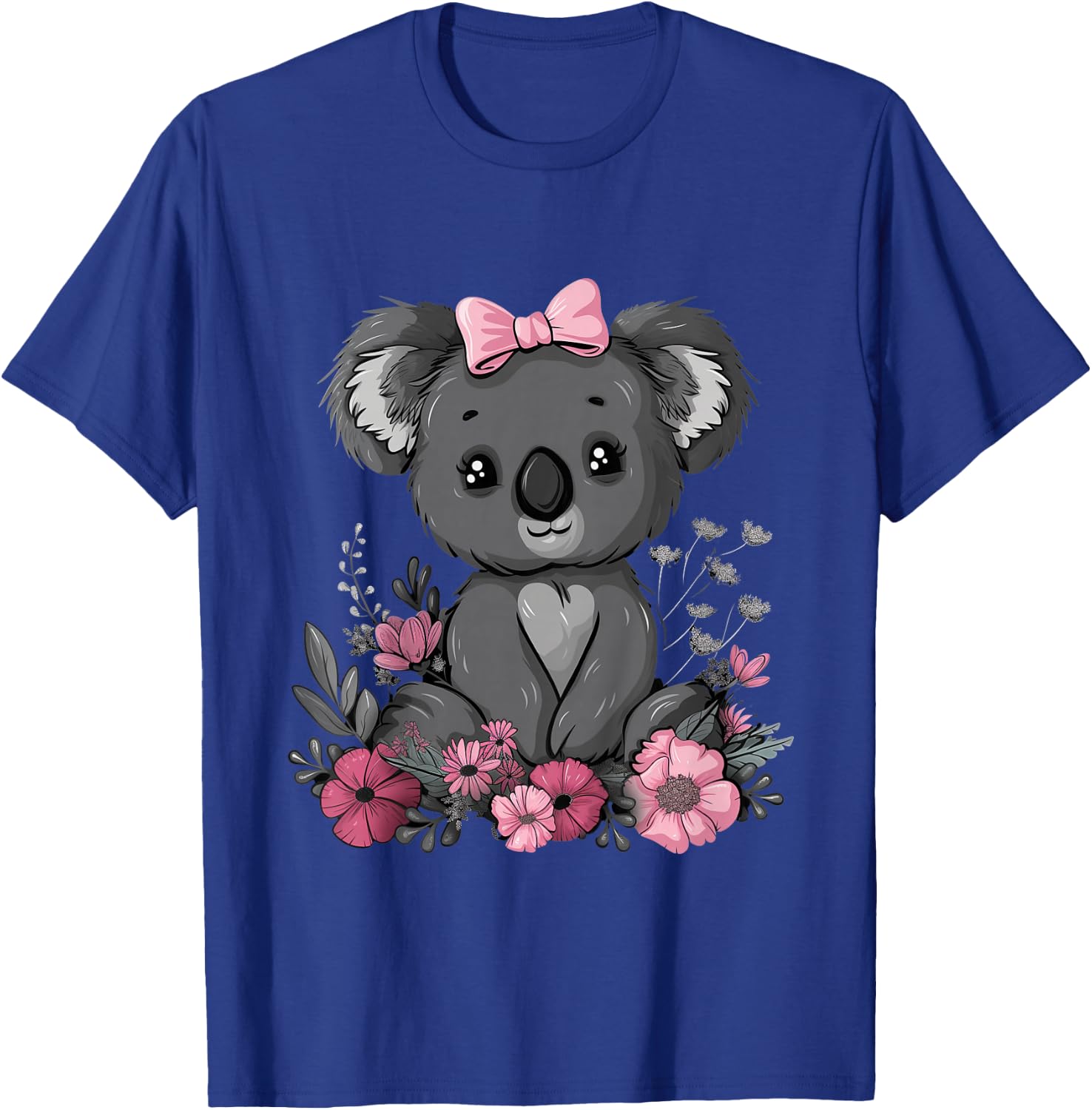 Koala Kawaii Koala Bear Pink Bow Flowers Girls Kids T-Shirt - T-Shirt | Royal