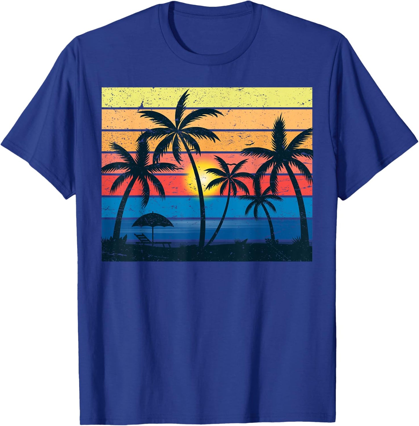Palm Tree Retro Vintage Sunset Tropical Beach Dress Summer T-Shirt - T-Shirt | Royal