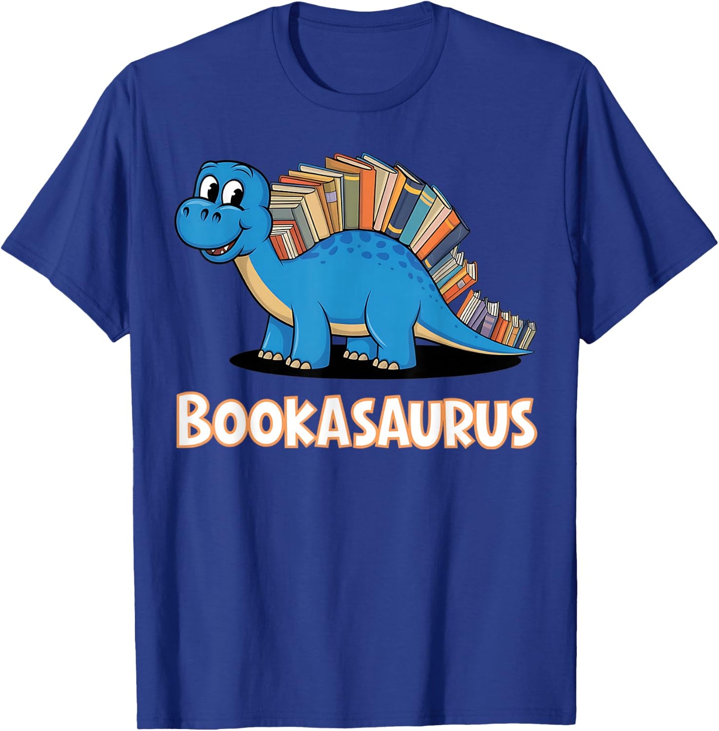 Bookasaurus Funny Kids Dinosaur Reading Pun T-Shirt - T-Shirt | Royal