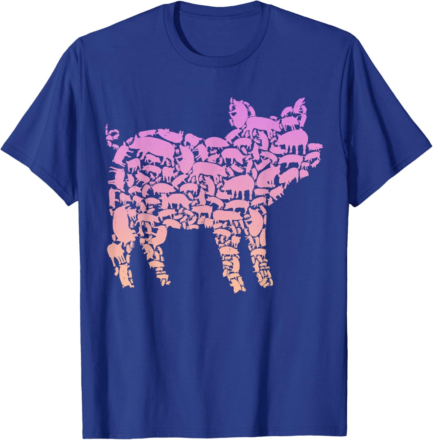 Silhouette Pigs Design for Pig Lover | Girls Pig T-Shirt - T-Shirt | Royal