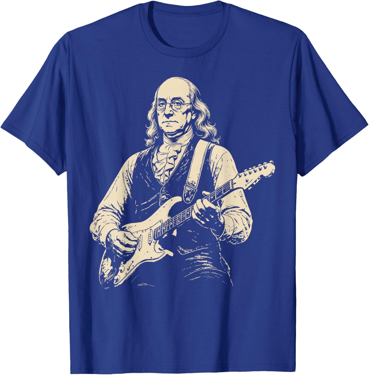 250 Years Ben Franklin Playing Guitar 4th of July 1776 2026 T-Shirt - T-Shirt | Royal