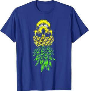 Retro Upside Down Pineapple Skull Swingers Adult Party T-Shirt - T-Shirt | Royal