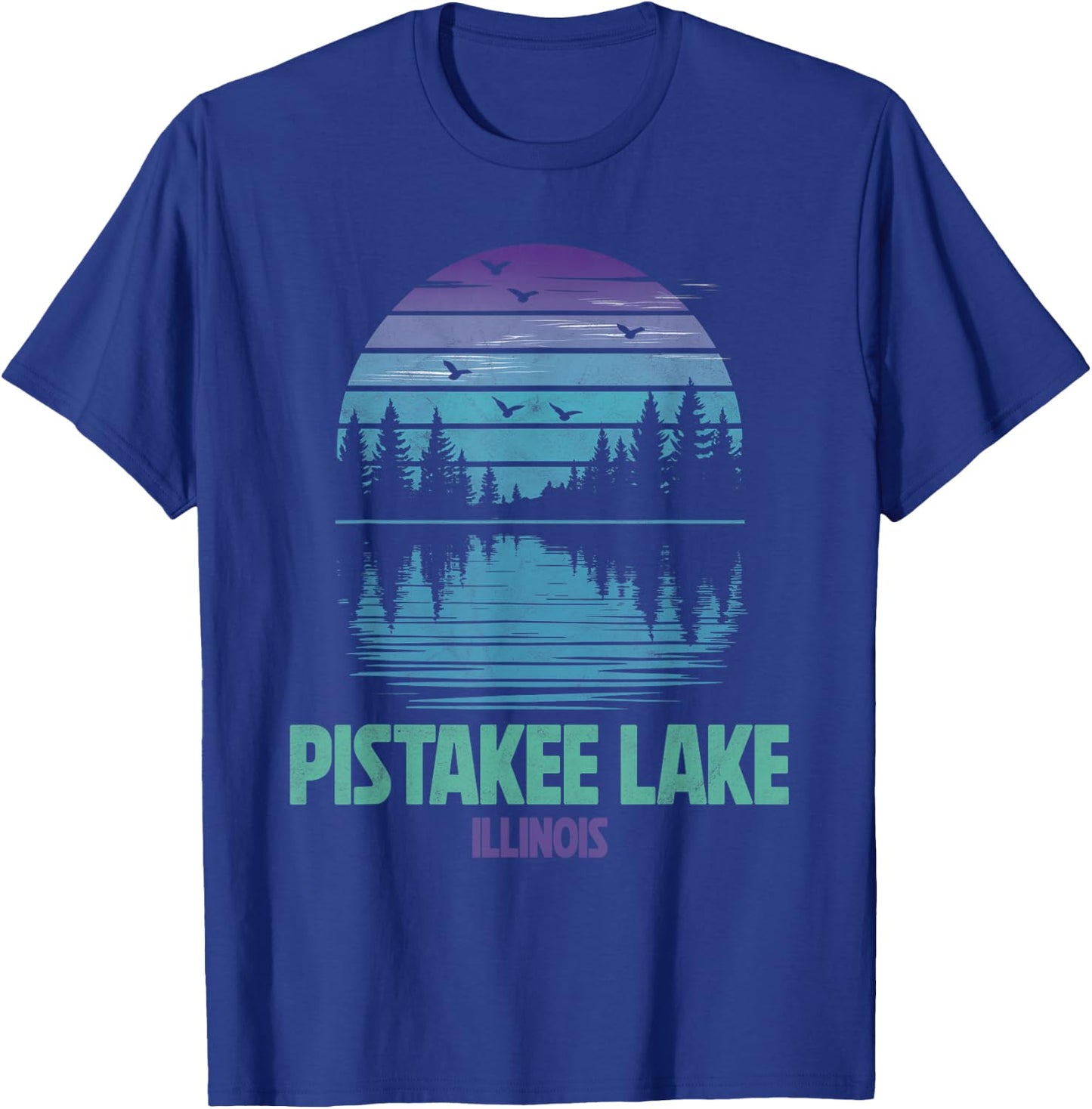 Pistakee Lake Illinois Outdoors Vintage T-Shirt - T-Shirt | Royal