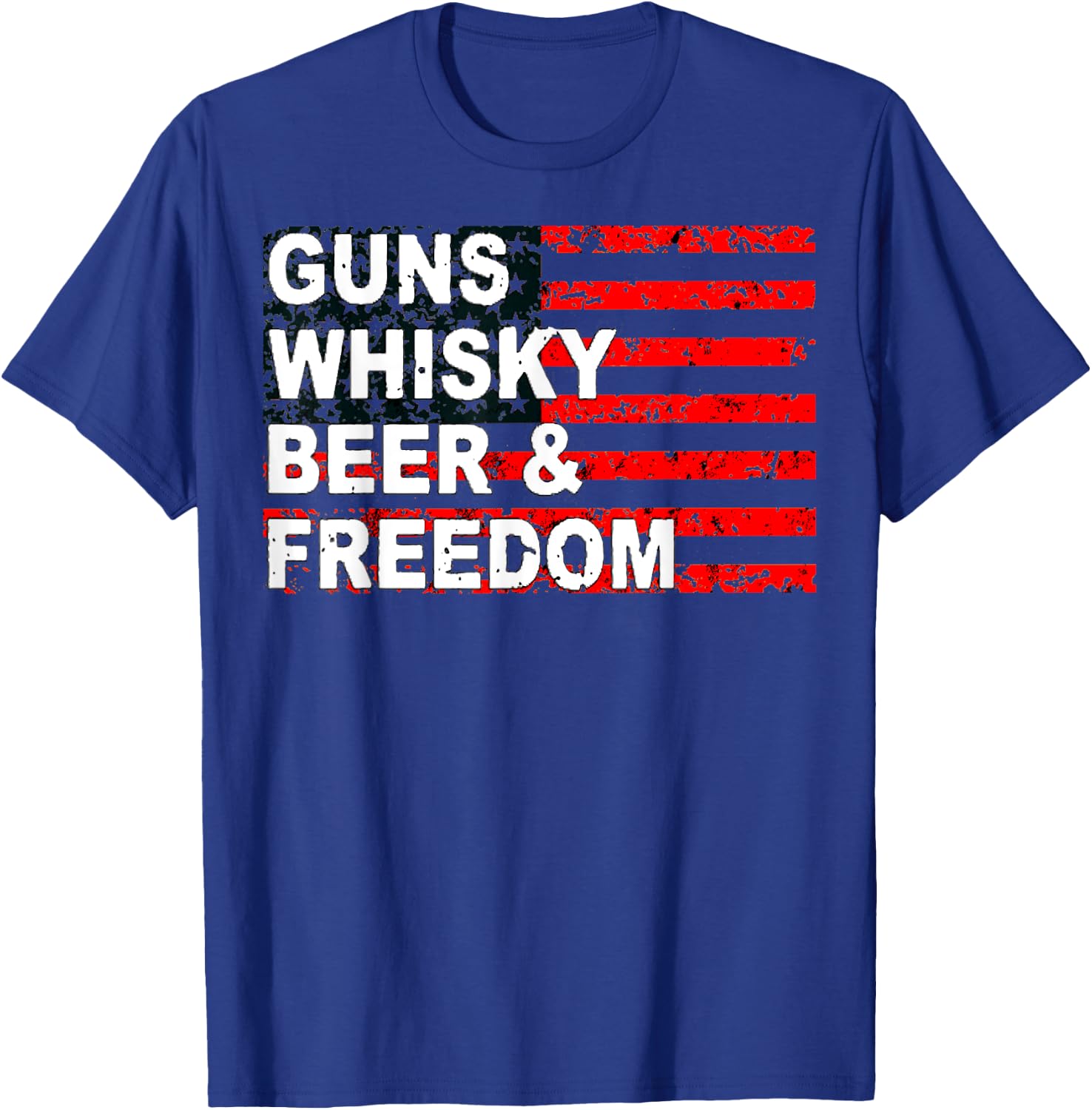 Gun Whisky Beer & Freedom American Flag Women Men T-Shirt - T-Shirt | Royal