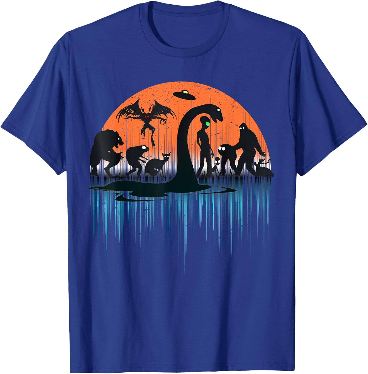 Mythical Loch Ness Bigfoot Mothman Aliens Funny Cryptid T-Shirt - T-Shirt | Royal