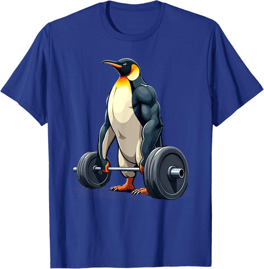 Fitness Penguin Gymer Bodybuilder Workout Gym , Adults, , Short Sleeve, , Black, Small T-Shirt - T-Shirt | Royal