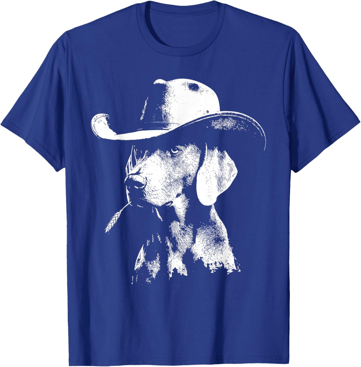 Weimaraner Cowboy Dog with Straw Vintage Art Pet Hunting T-Shirt - T-Shirt | Royal