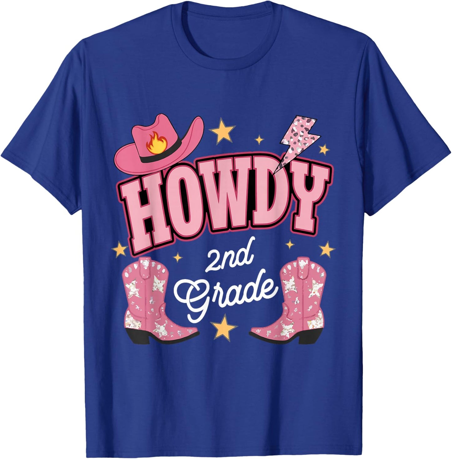 Howdy Second Grade Western 2nd Grade Teacher Cowboy Cowgirl T-Shirt - T-Shirt | Royal