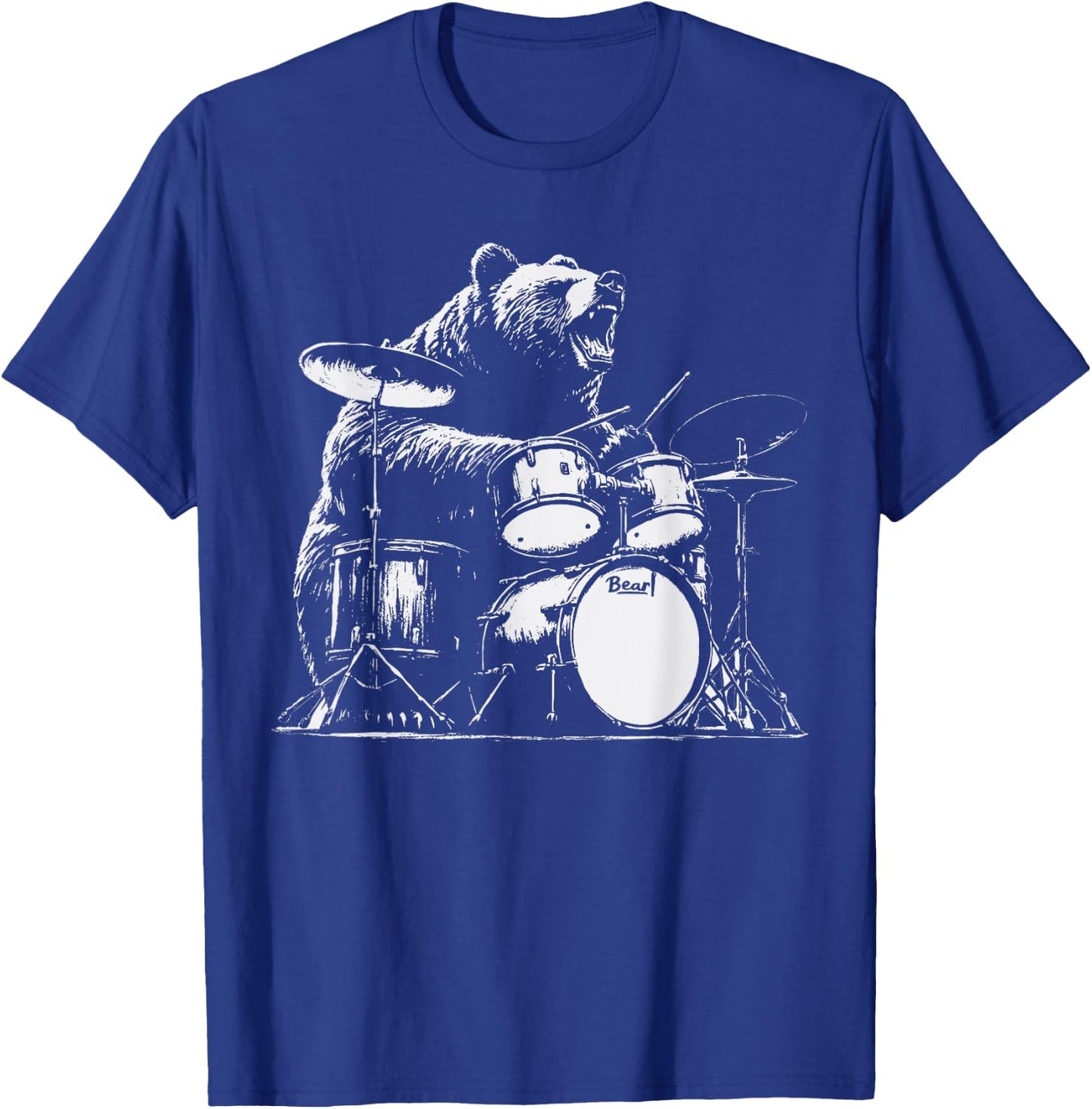 Rock Bear Playing Drums - Funny Drum Bear Music T-Shirt - T-Shirt | Royal