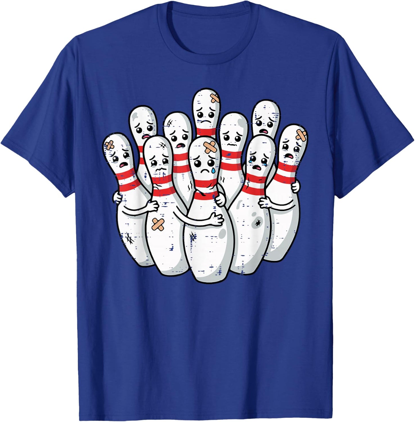 Scared Bowling Pins Faces Funny Meme Bowler Men Women Kids T-Shirt - T-Shirt | Royal