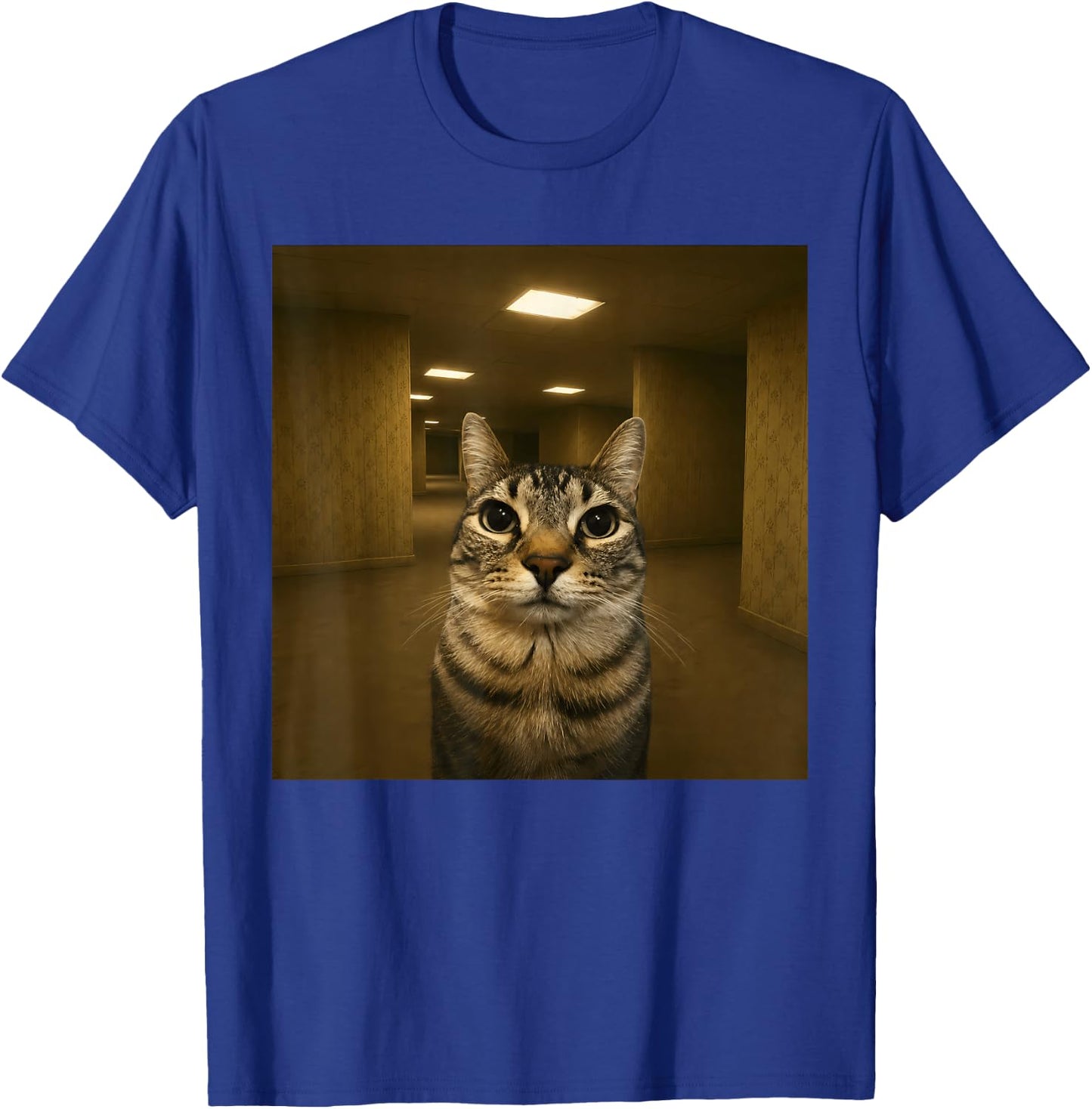 Cat in The Backrooms Liminal Space Funny Meme T-Shirt - T-Shirt | Royal
