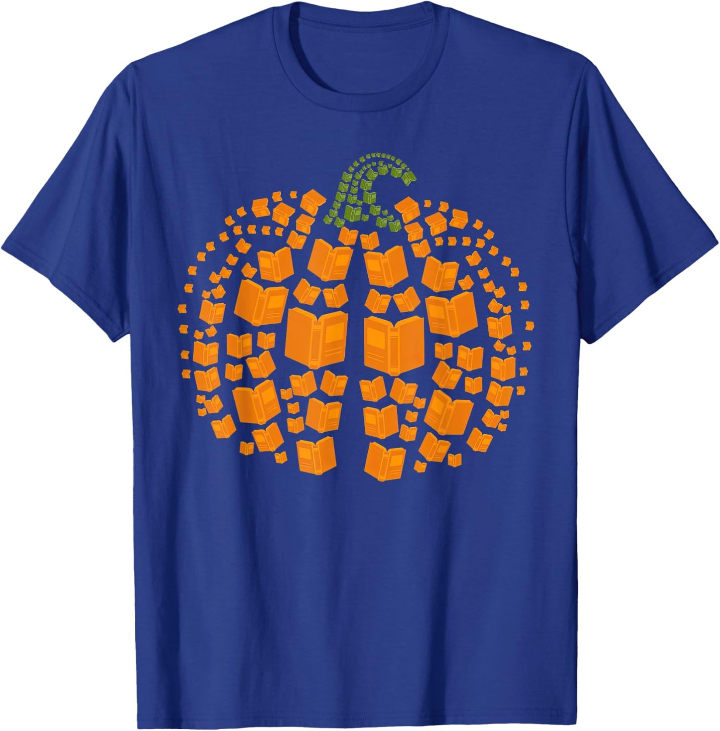 Vintage Book Pumpkin Autumn Fall Librarians Bookworm Teacher T-Shirt - T-Shirt | Royal