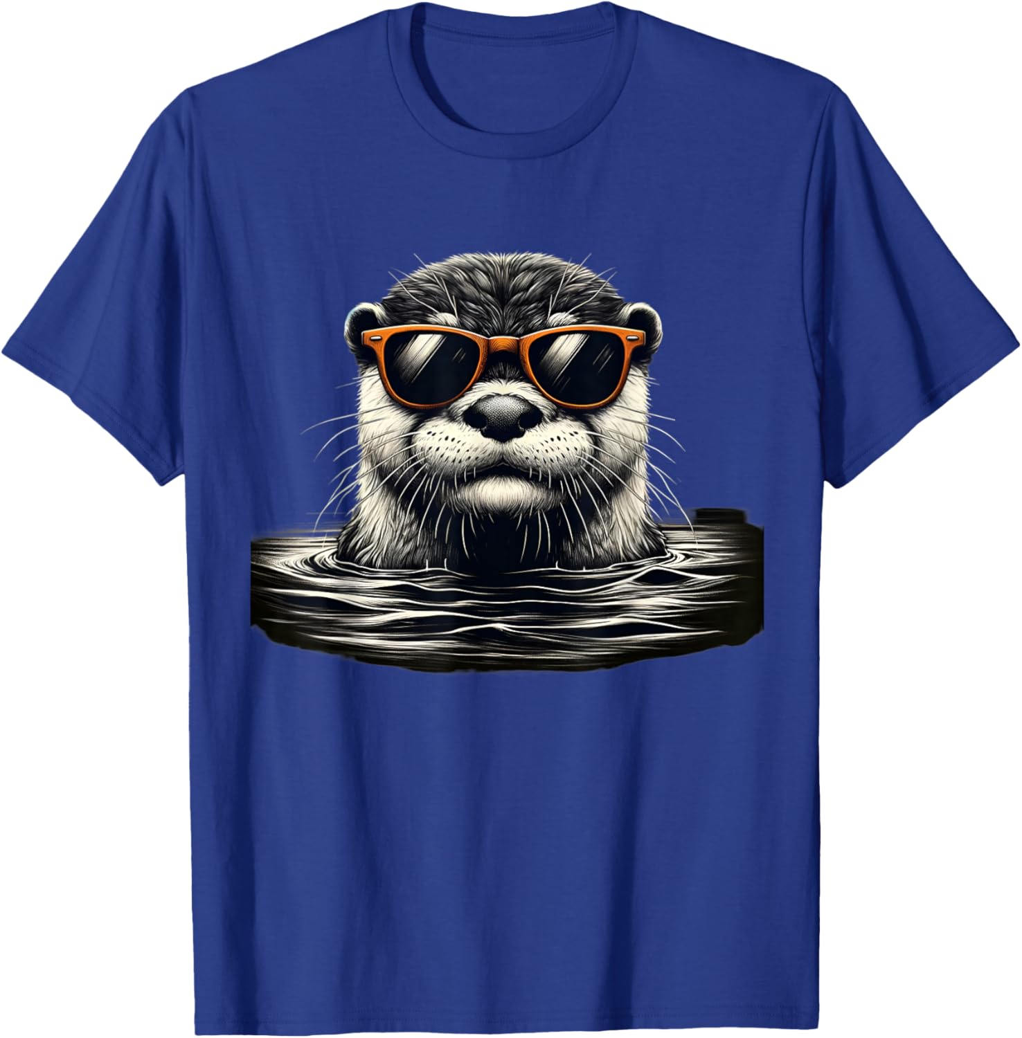Otter with Sunglasses looking out of water T-Shirt - T-Shirt | Royal