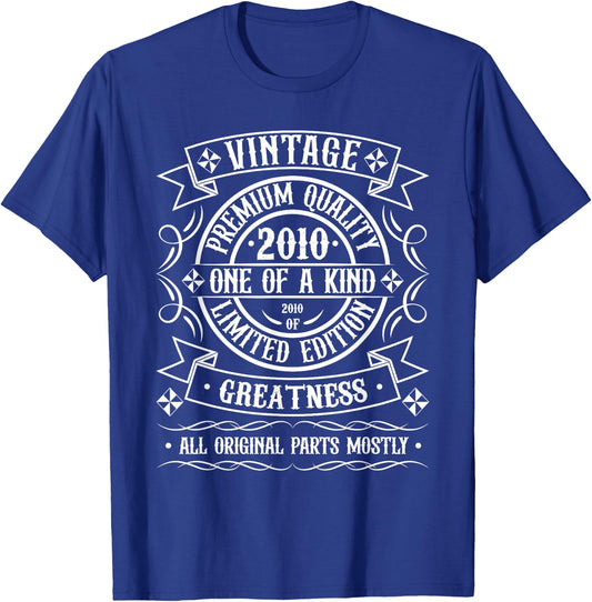 Vintage 2010 T Shirts Retro Funny 2010 Birthday T-Shirt - T-Shirt | Royal