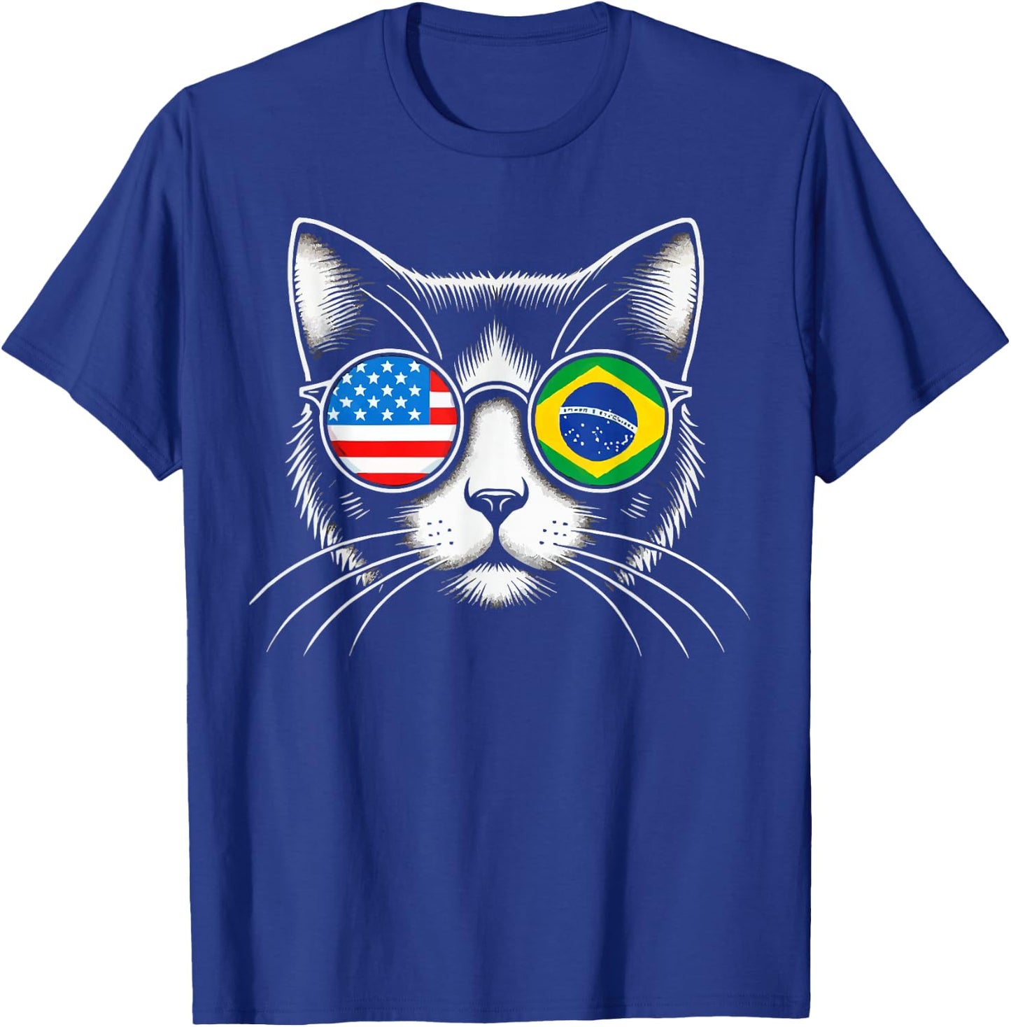Half American Half Brazilian USA Flag Brazil America T-Shirt - T-Shirt | Royal