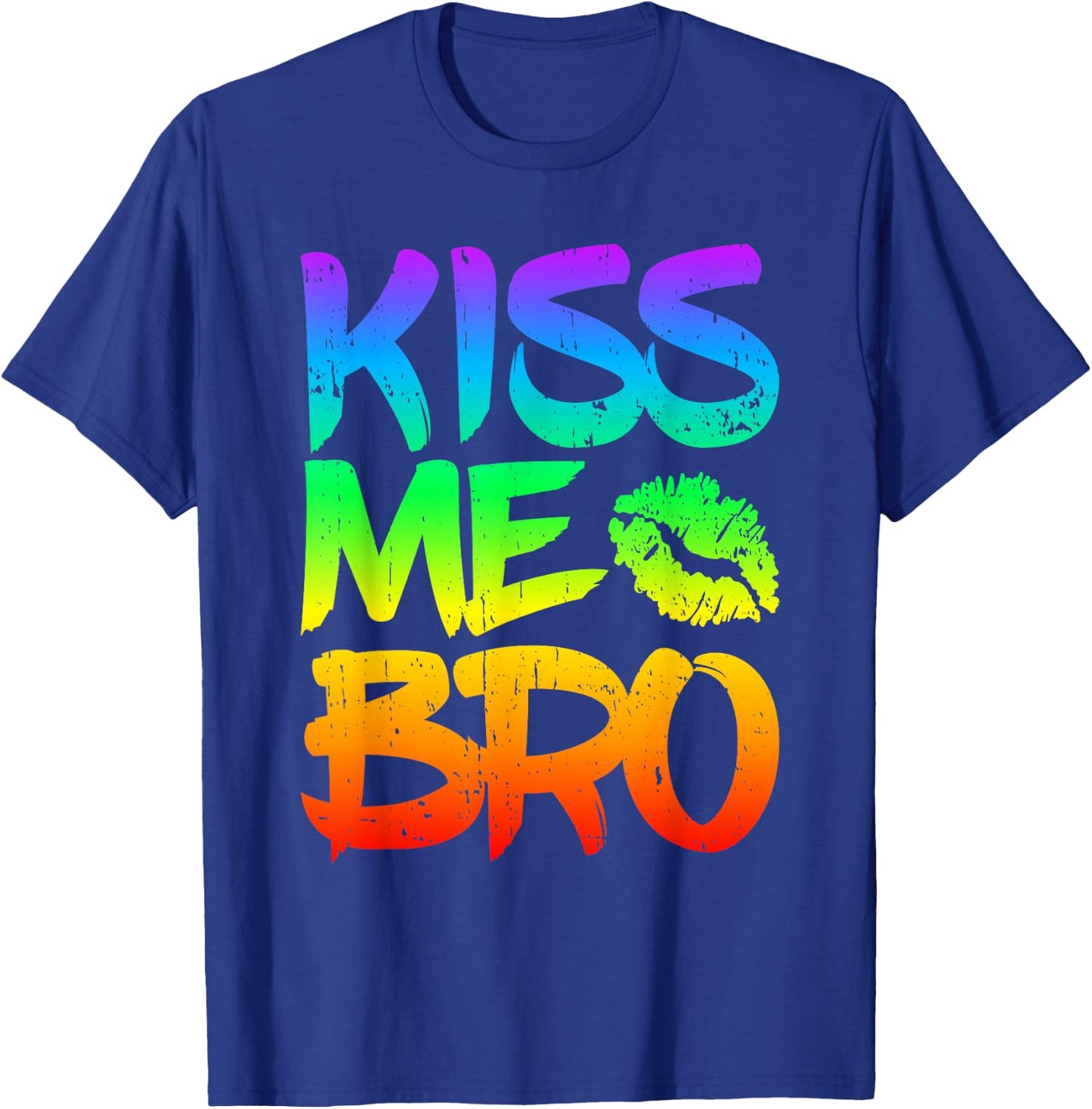 Men's Kiss Me Bro Gay Pride Month LGBT Ghomosexual Rainbow , black T-Shirt - T-Shirt | Royal