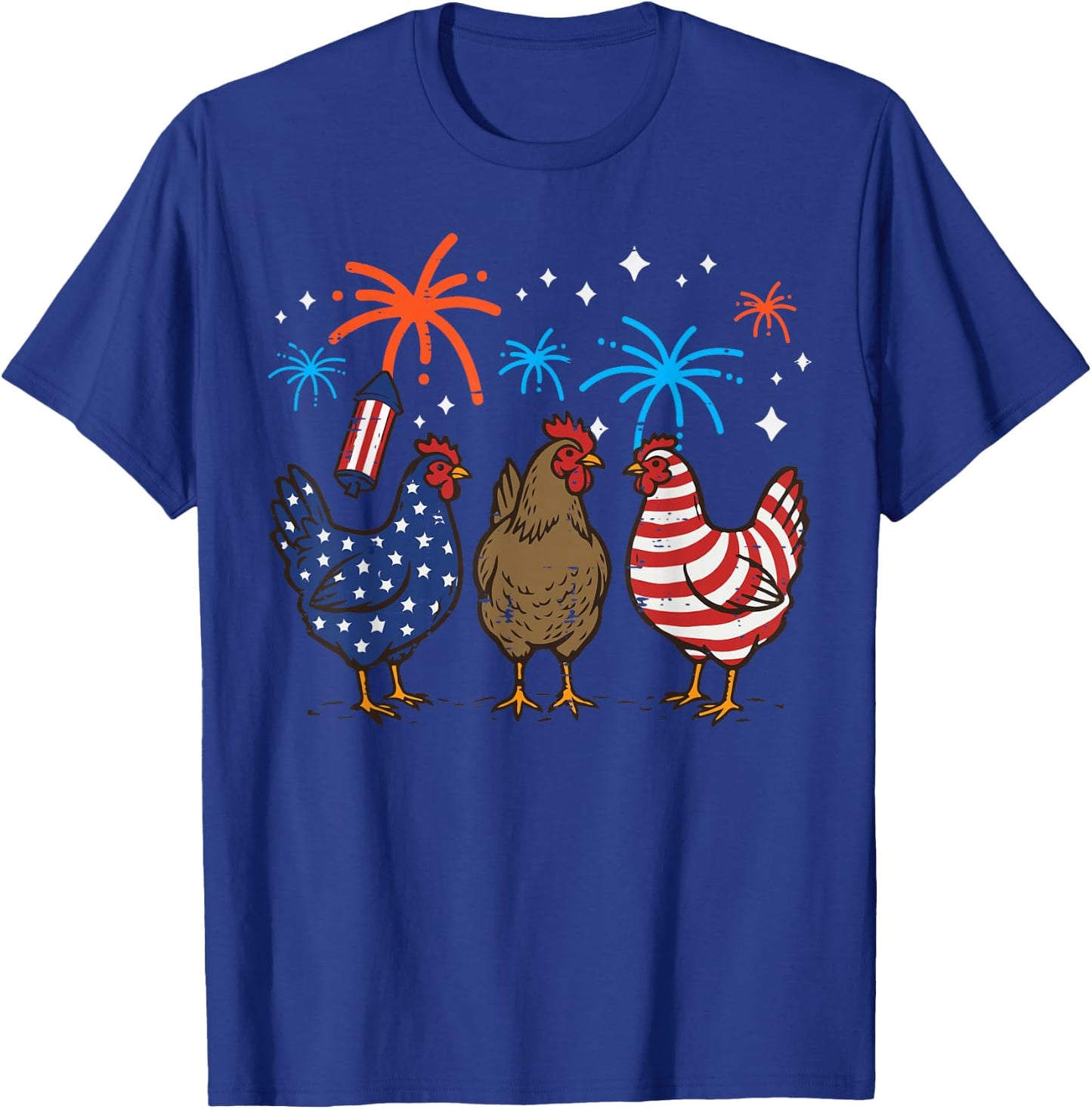 4th of July Chickens Patriotic Farm Animals Men Women Kids T-Shirt - T-Shirt | Royal